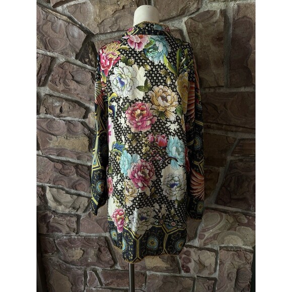 Johnny Was silk Fagan Josie Boho Silk Button Down Top Blouse Shirt,Multi Size M - Picture 11 of 13